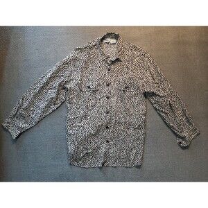 Capacity Button Up Long Sleeve Womens Petite Large Rayon 2 Pocket